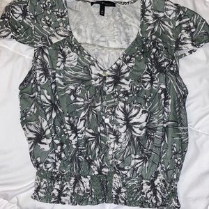 floral cropped blouse(size L)
